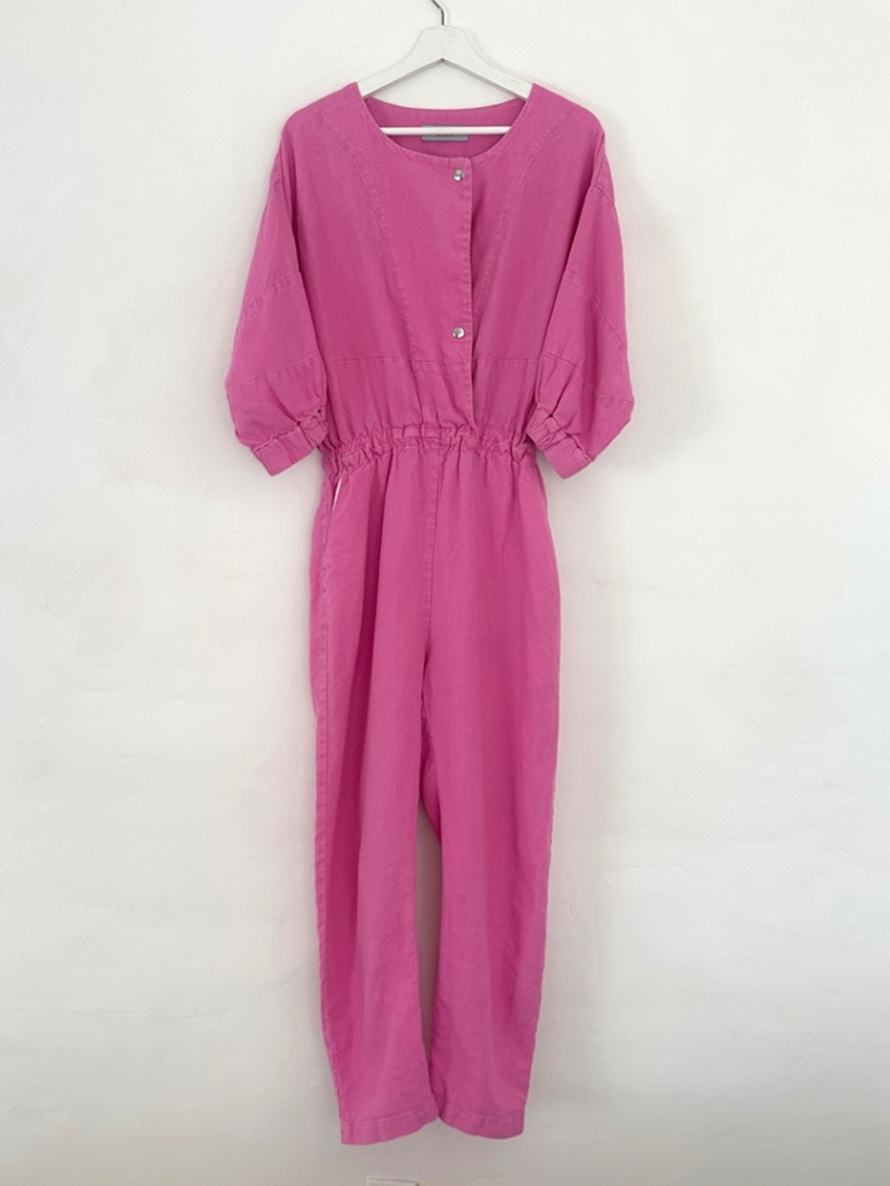 Rachel Comey Holt boxy linen jumpsuit bright pink cotton la garconne 2 XS S M